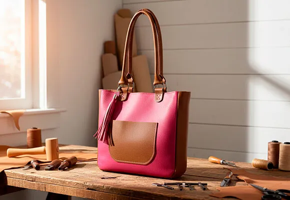 Curso tote bag de cuero hecha a mano con moldes técnicos incluidos