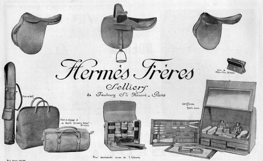 Catálogo original de Hermès Frères Selliers, 24 Faubourg Saint-Honoré París — sillería y artículos de cuero de principios del siglo XX